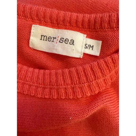 MerSea Catalina Sweater S/M Pink Dolman Sleeves Round Neck Mini Pockets - Picture 2 of 11